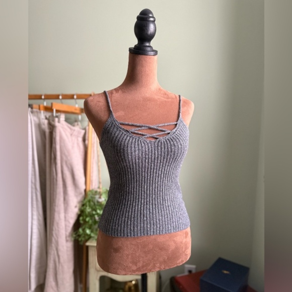 American Eagle Outfitters Charcoal Ribbed Camisole